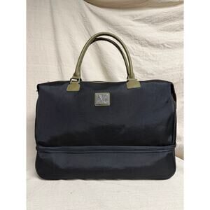 DVF Studio Travel Duffle Bag Black Nylon Green Weekender Carry On Luggage Zip